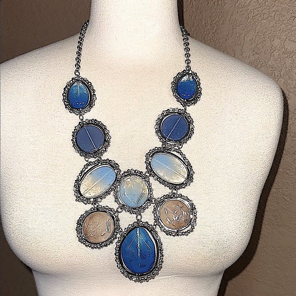 Chico's Statement Necklace with Blue and Tan Hues